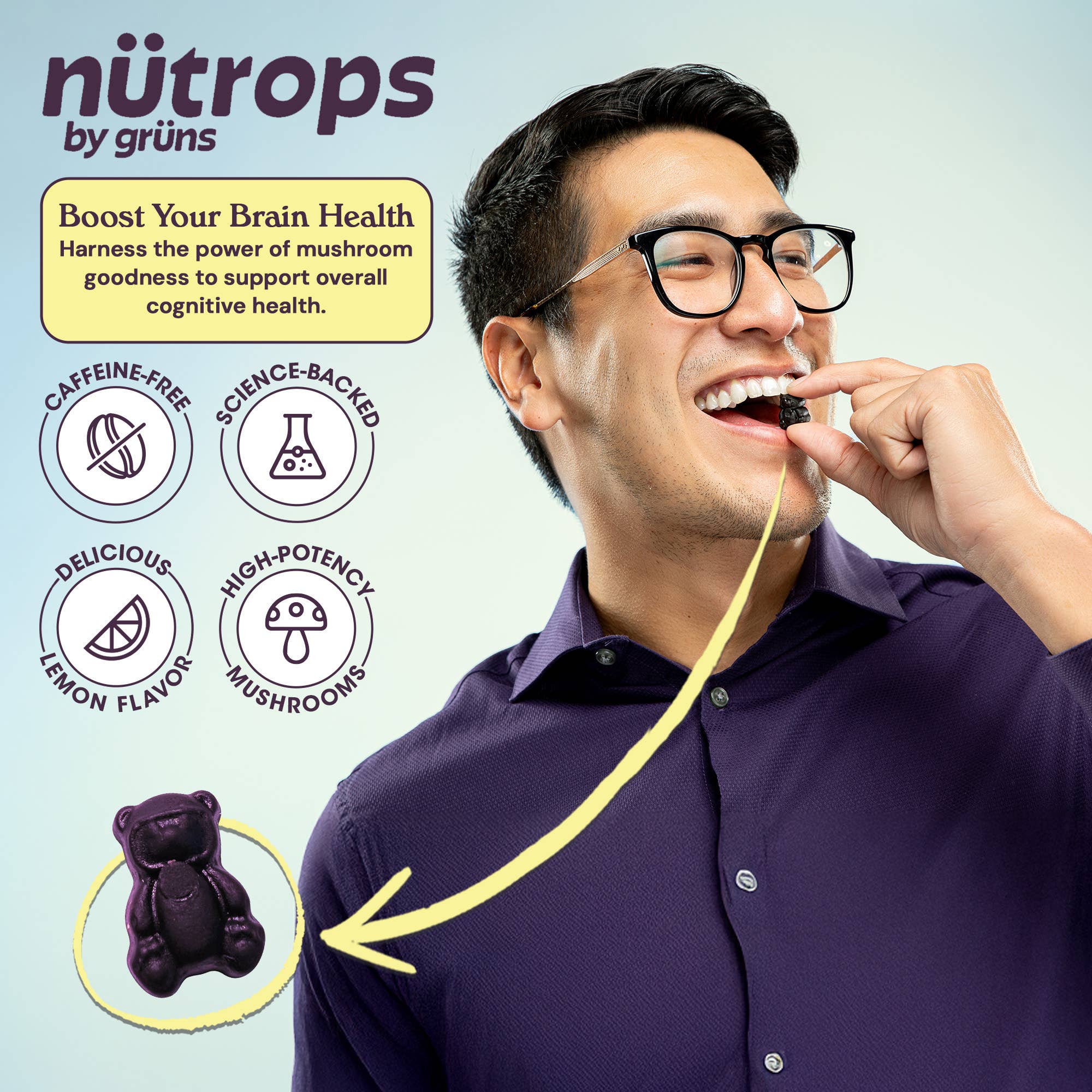 Nütrops Adult Sugar-Free Functional Nootropics Gummies, 3 Servings