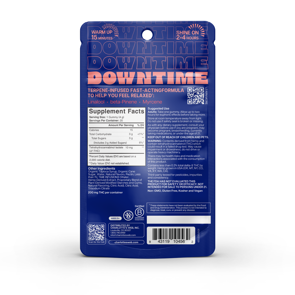 Sour Peach | Downtime 20ct | 10mg THC Gummies