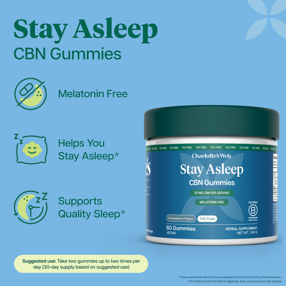 Stay Asleep 60ct | 20mg CBN Gummies