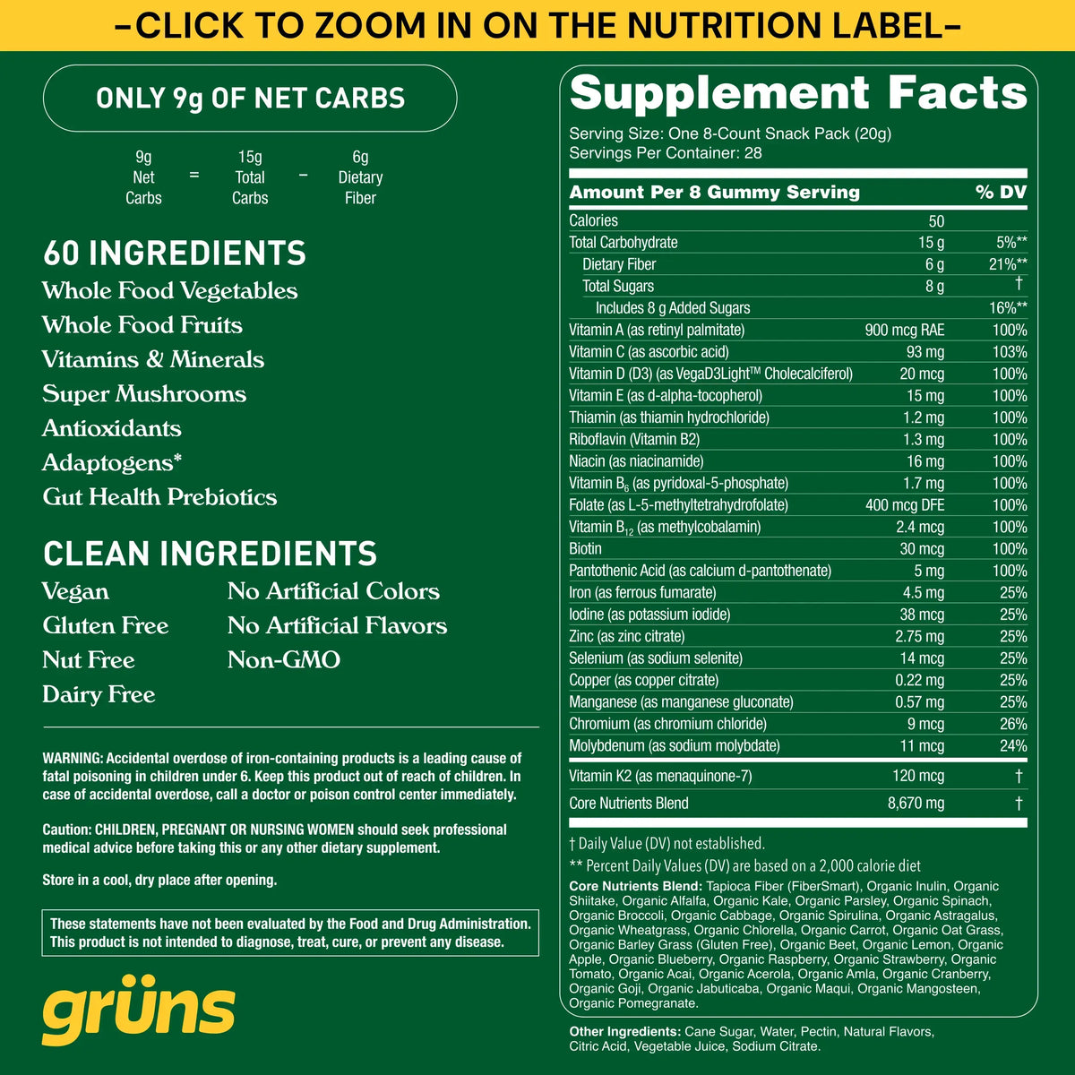 Superfood Greens Gummies | Gruns